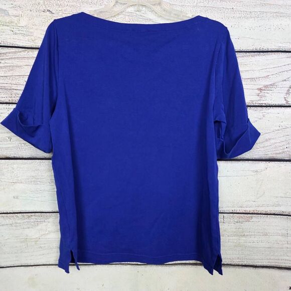 Lauren Ralph Lauren XL Blue Cotton Stretch Top - Picture 5 of 9